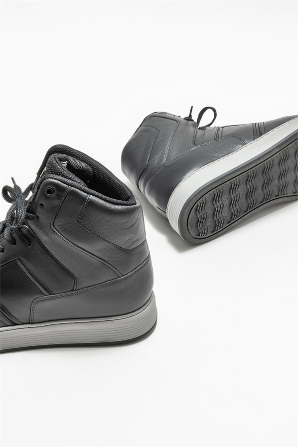 Siyah deri erkek bot - Elle Shoes