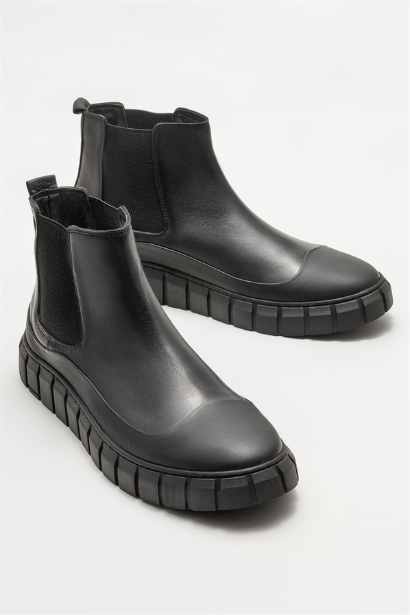 Siyah deri erkek bot - Elle Shoes