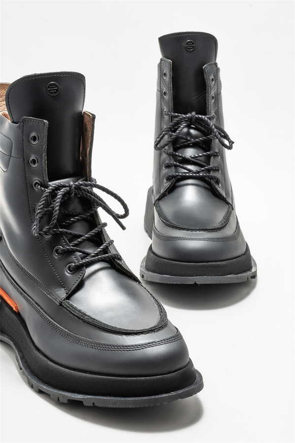 Siyah deri erkek günlük bot, günlük kullanım için - Elle Shoes