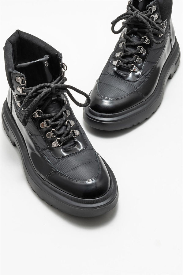 Siyah deri erkek bot - Elle Shoes