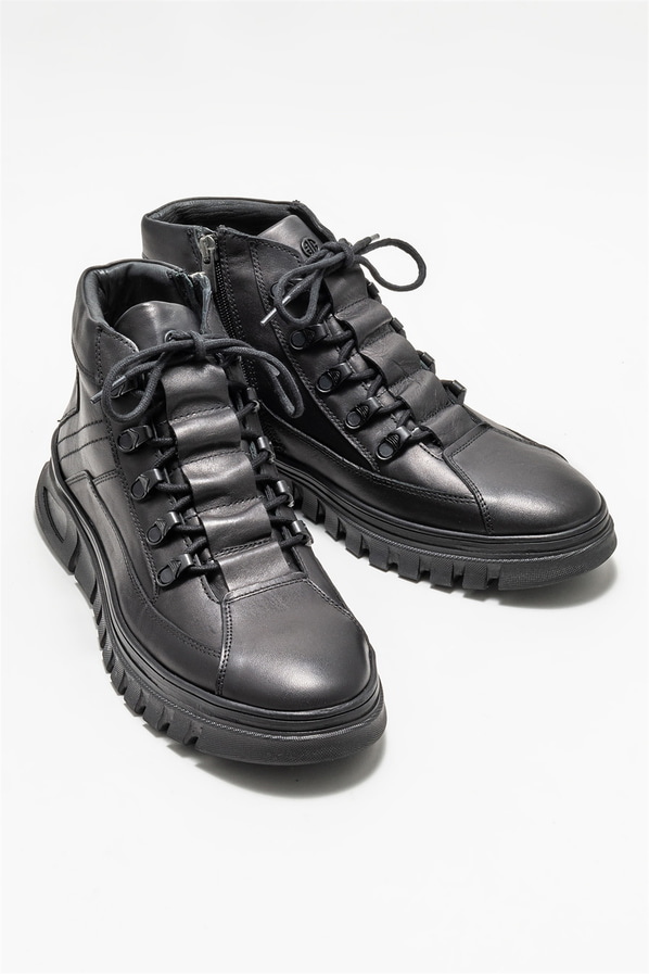 Siyah deri erkek bot - Elle Shoes