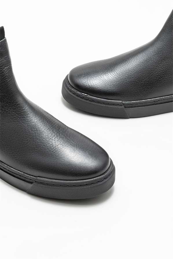 Siyah deri erkek bot - Elle Shoes