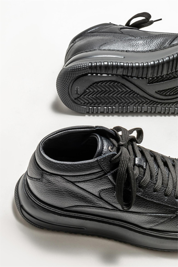 Siyah deri erkek bot - Elle Shoes