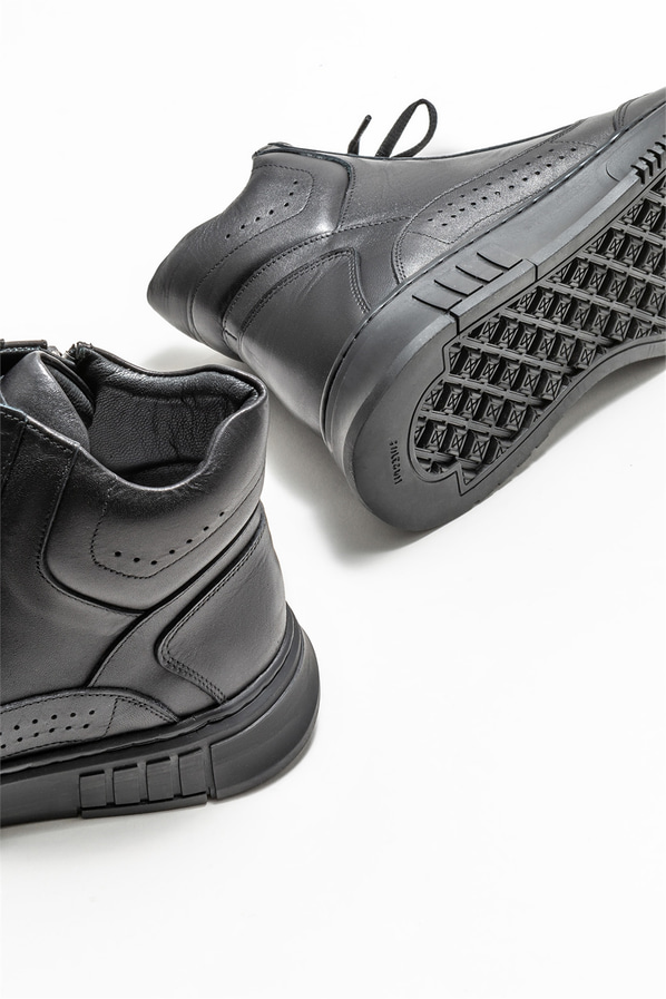 Siyah deri erkek bot - Elle Shoes