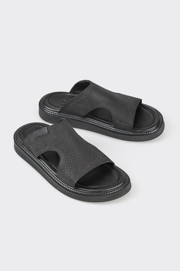 Siyah Deri Erkek Terlik