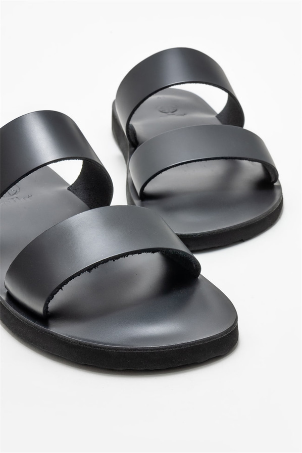 Siyah deri erkek terlik - Elle Shoes