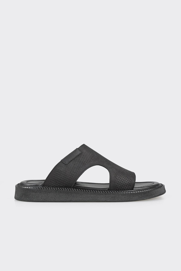 Siyah Deri Erkek Terlik