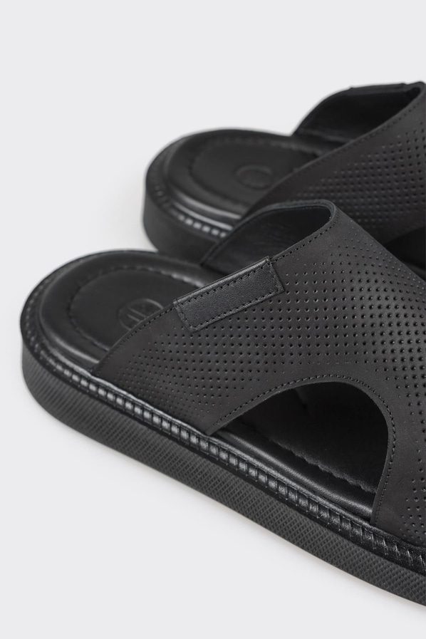 Siyah Deri Erkek Terlik