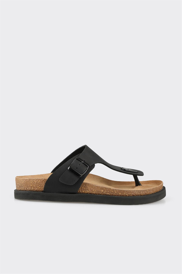 Siyah deri örgü dokulu erkek terlik - Elle Shoes