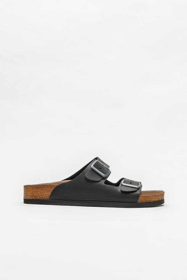 Siyah deri tokalı erkek terlik, rahat kullanım için - Elle Shoes