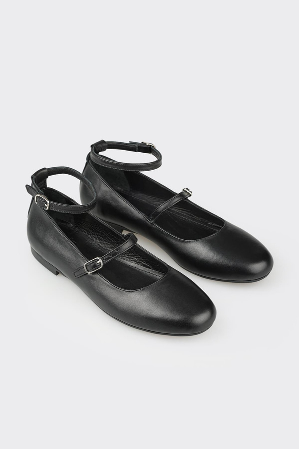 Siyah deri kadın babet - Elle Shoes