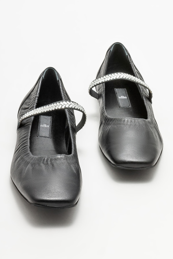 Siyah deri kadın babet - Elle Shoes