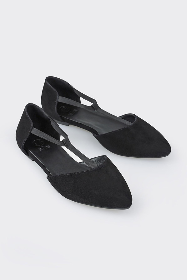 Siyah deri kadın babet - Elle Shoes