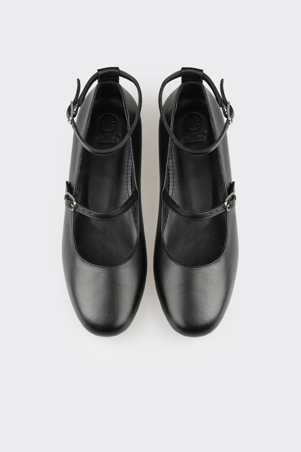 Siyah deri kadın babet - Elle Shoes