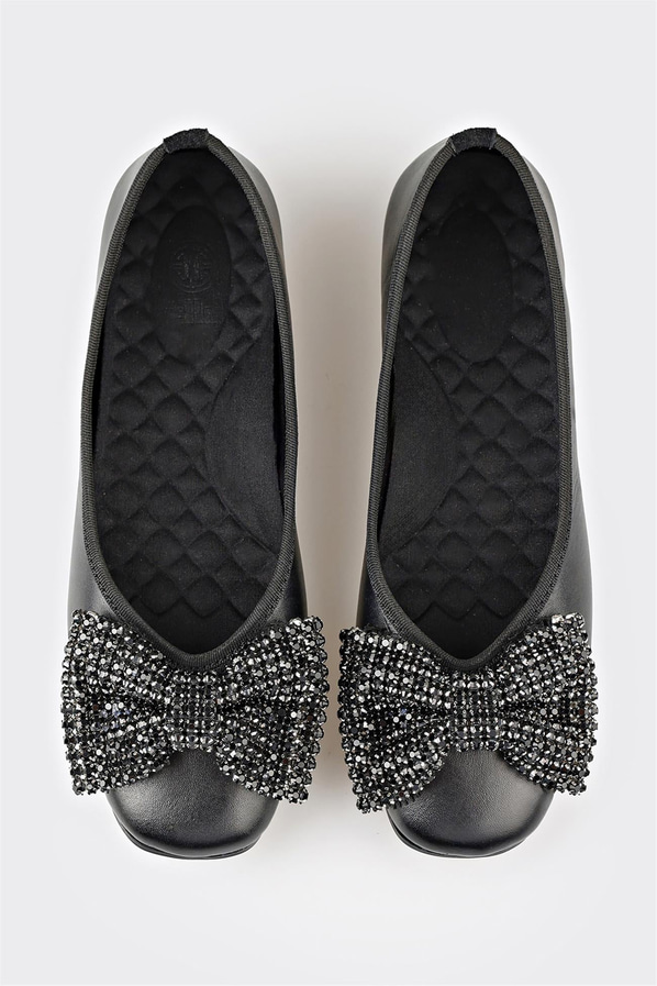 Siyah deri kadın babet - Elle Shoes