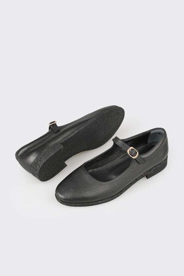 Siyah deri kadın babet - Elle Shoes