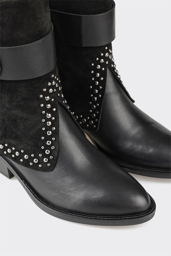 Siyah deri kadın bot - Elle Shoes