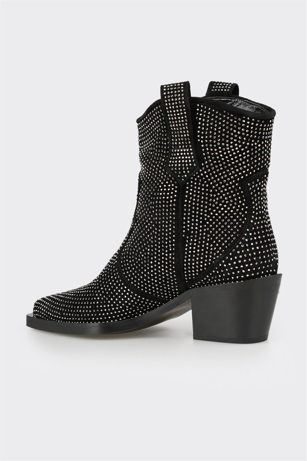 Siyah deri simli kadın bot, rahat kullanım için - Elle Shoes