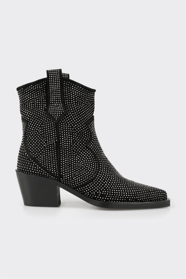 Siyah deri simli kadın bot, rahat kullanım için - Elle Shoes