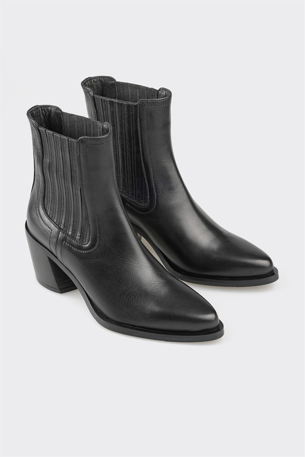 Siyah deri kadın bot - Elle Shoes