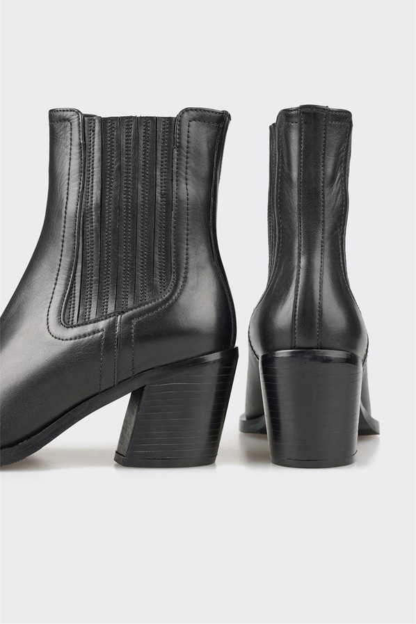 Siyah deri kadın bot - Elle Shoes