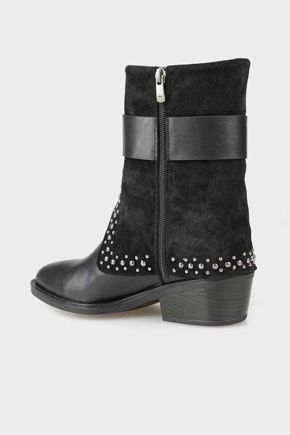 Siyah deri kadın bot - Elle Shoes