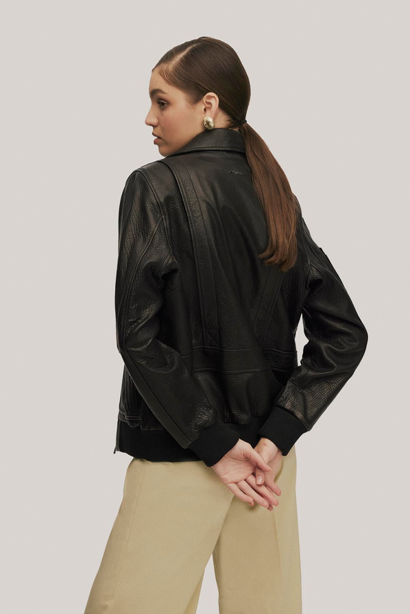 Siyah deri kadın ceket - Elle Shoes