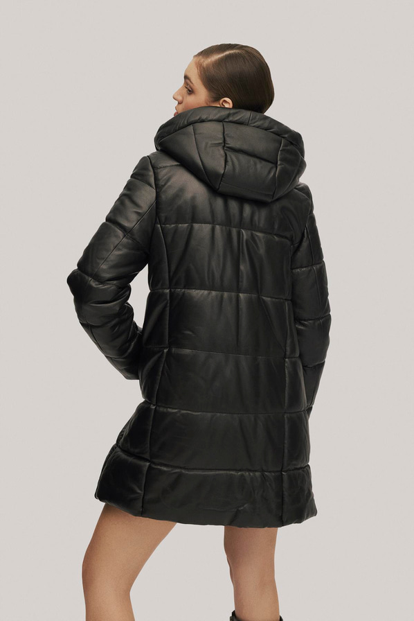 Siyah deri kadın ceket - Elle Shoes