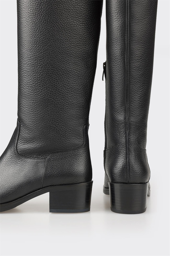 Siyah deri kadın çizme, klasik stil için - Elle Shoes
