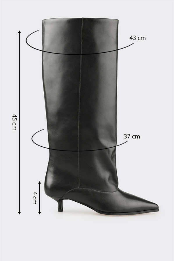 Siyah Deri Kadın Çizme