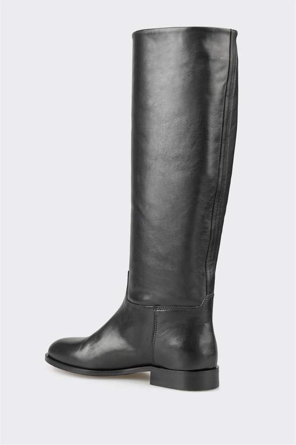 Siyah deri kadın çizme - Elle Shoes