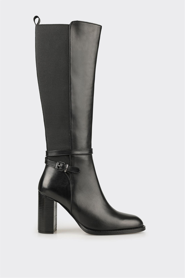 Siyah Deri Kadın Çizme