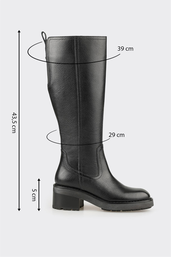 Siyah Deri Kadın Çizme
