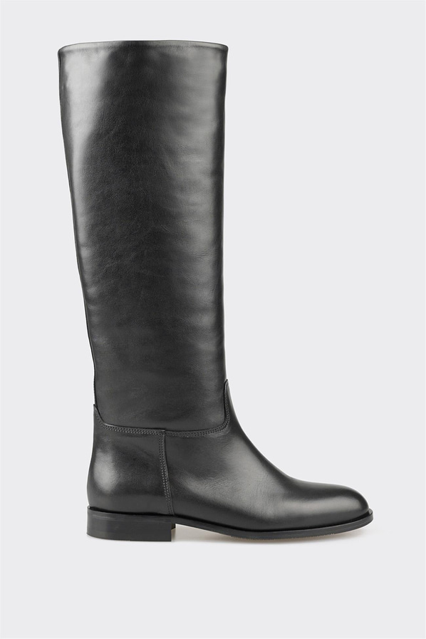 Siyah deri kadın çizme - Elle Shoes