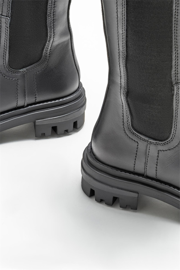 Siyah deri kadın çizme - Elle Shoes
