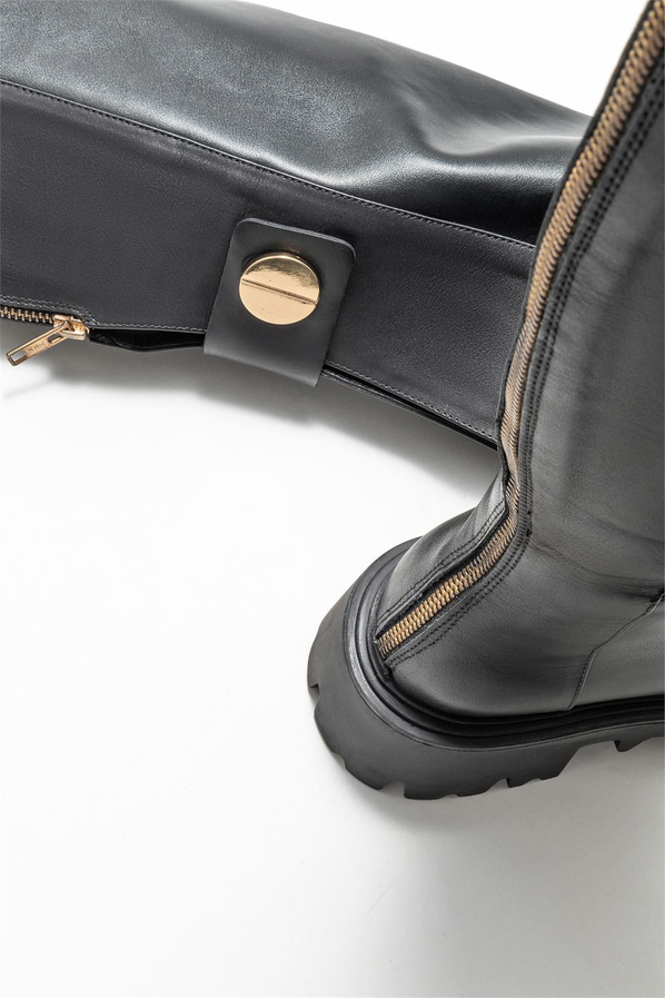 Siyah deri kadın çizme - Elle Shoes