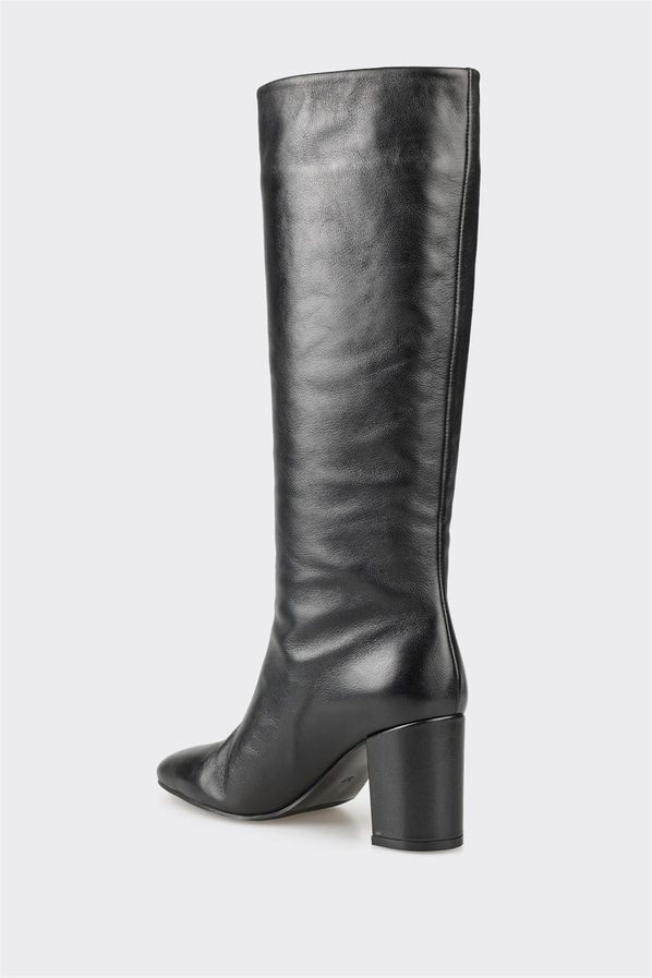 Siyah deri kadın çizme - Elle Shoes