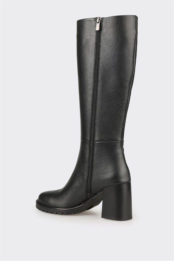 Siyah deri örgü dokulu kadın çizme, rahat kullanım için - Elle Shoes