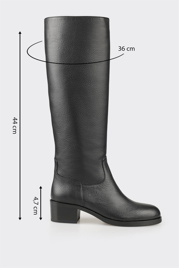 Siyah deri kadın çizme, klasik stil için - Elle Shoes