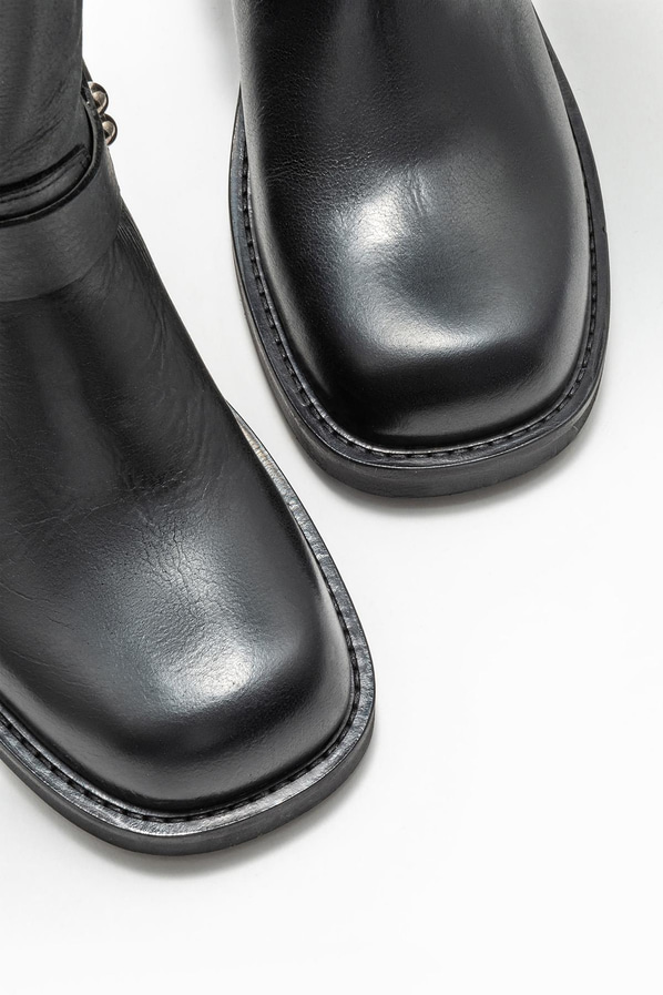 Siyah deri kadın çizme - Elle Shoes