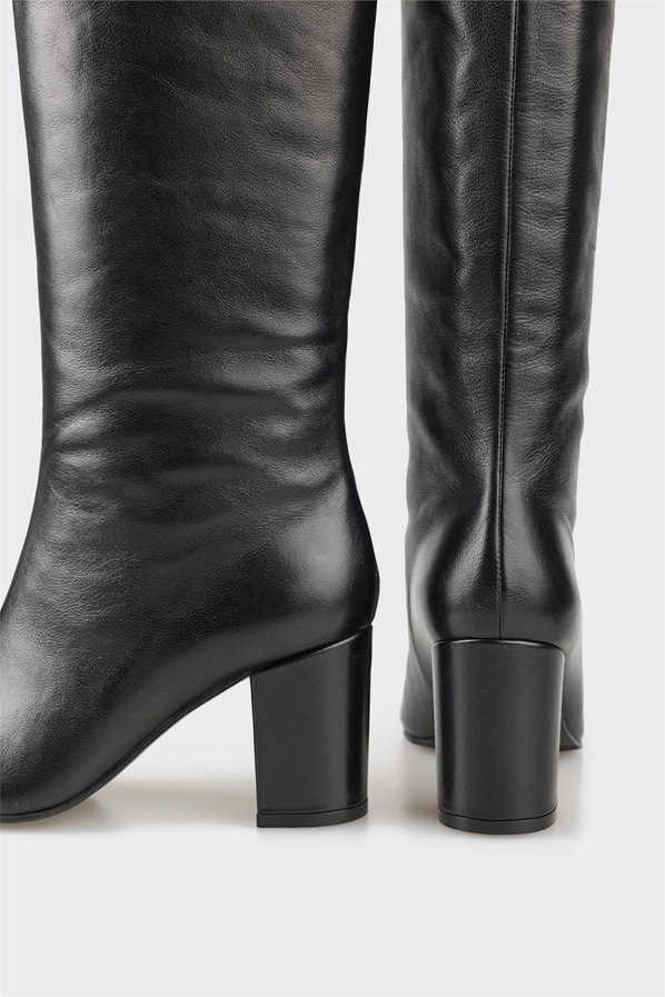 Siyah deri kadın çizme - Elle Shoes