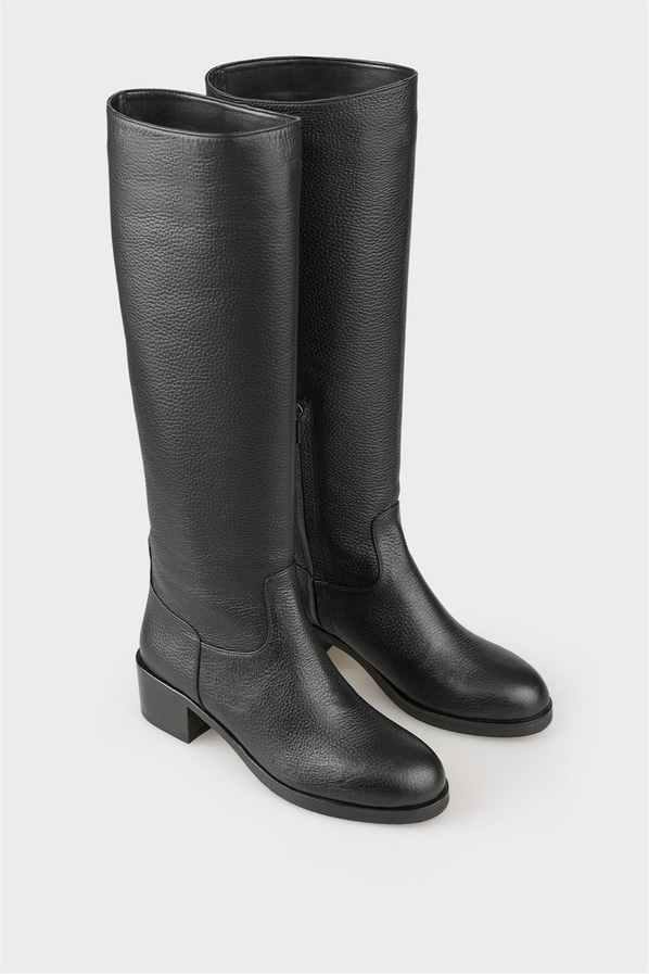 Siyah deri kadın çizme, klasik stil için - Elle Shoes