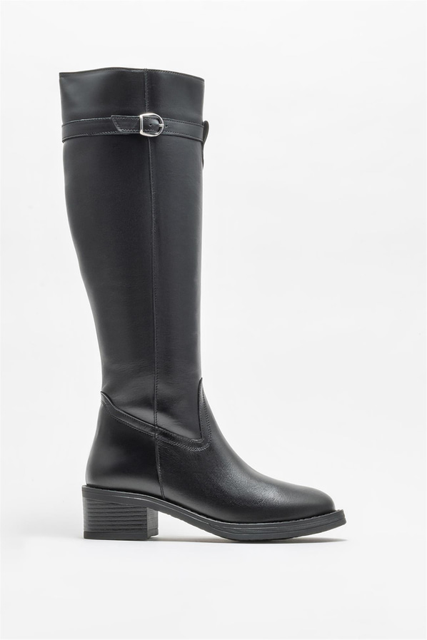 Siyah deri kadın çizme, klasik stil için - Elle Shoes