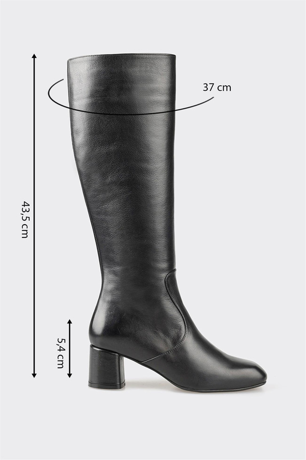 Siyah deri kadın çizme - Elle Shoes