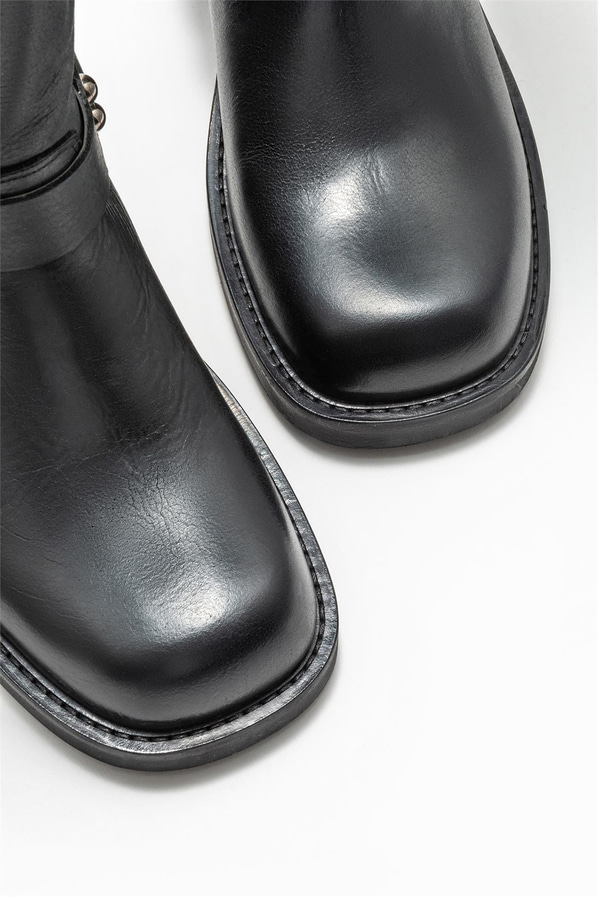 Siyah deri kadın çizme - Elle Shoes