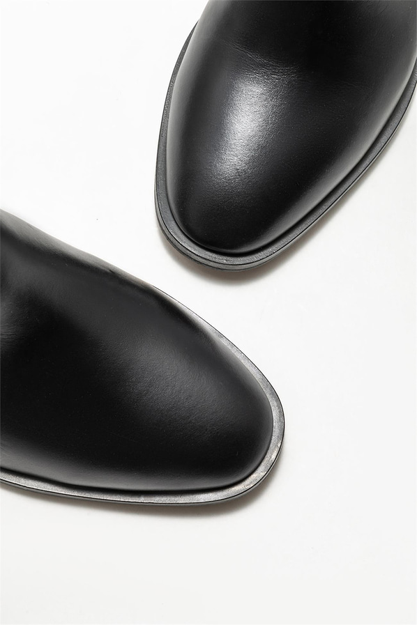 Siyah deri kadın çizme - Elle Shoes