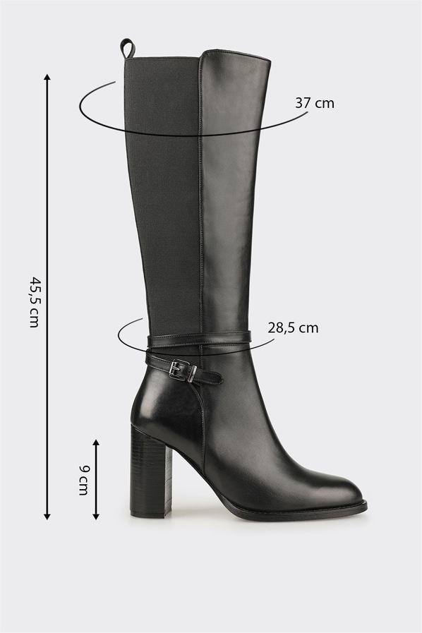 Siyah Deri Kadın Çizme