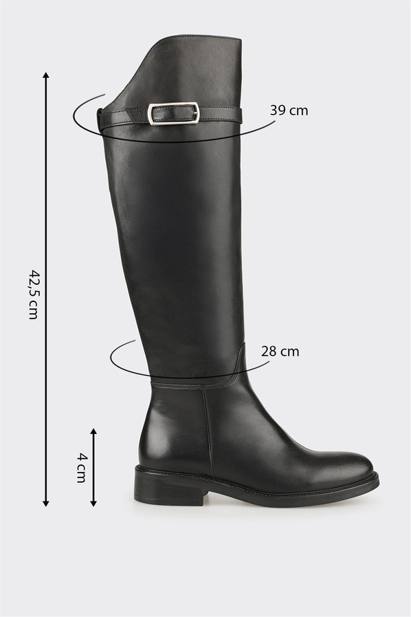 Siyah deri düz örgü dokulu kadın çizme, rahat kullanım için - Elle Shoes