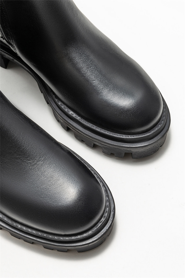Siyah deri kadın çizme - Elle Shoes