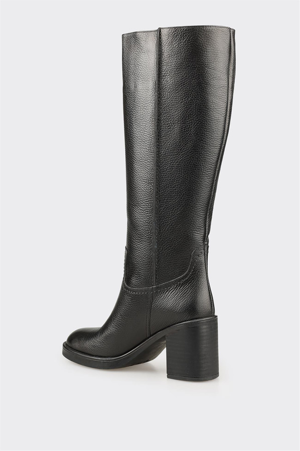 Siyah Deri Kadın Çizme